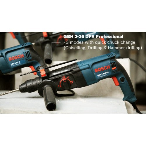 Bosch GBH 2-26 DFR Rotary Hammer Professional with SDS-Plus 3-Modes with Quick Chuck Change 800W (061125476C)